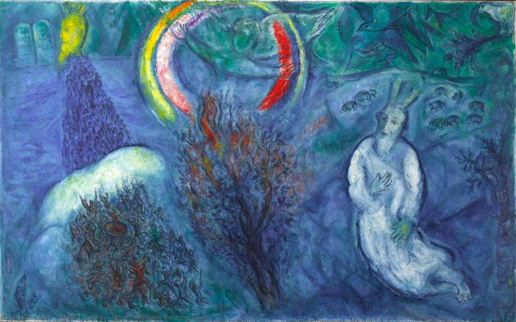 Marc chagall moses with the burning bush